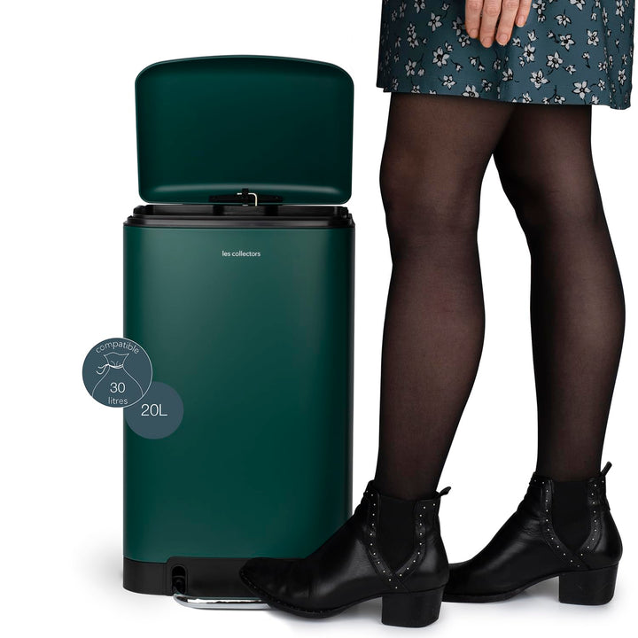 Les Collectors Mülleimer N°501, 20 L, passend für 20–50-Liter-Säcke, Küchen-Tretabfalleimer Edelstah
