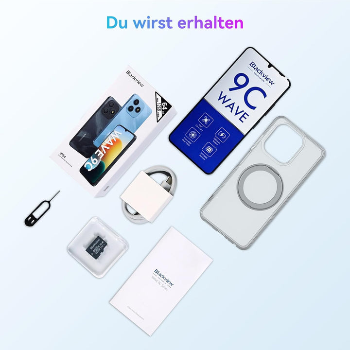 Blackview Wave 9C Handy Ohne Vertrag Günstig 12GB+64GB/2TB TF, IP54 6.56" Android 15 Smartphones Gün