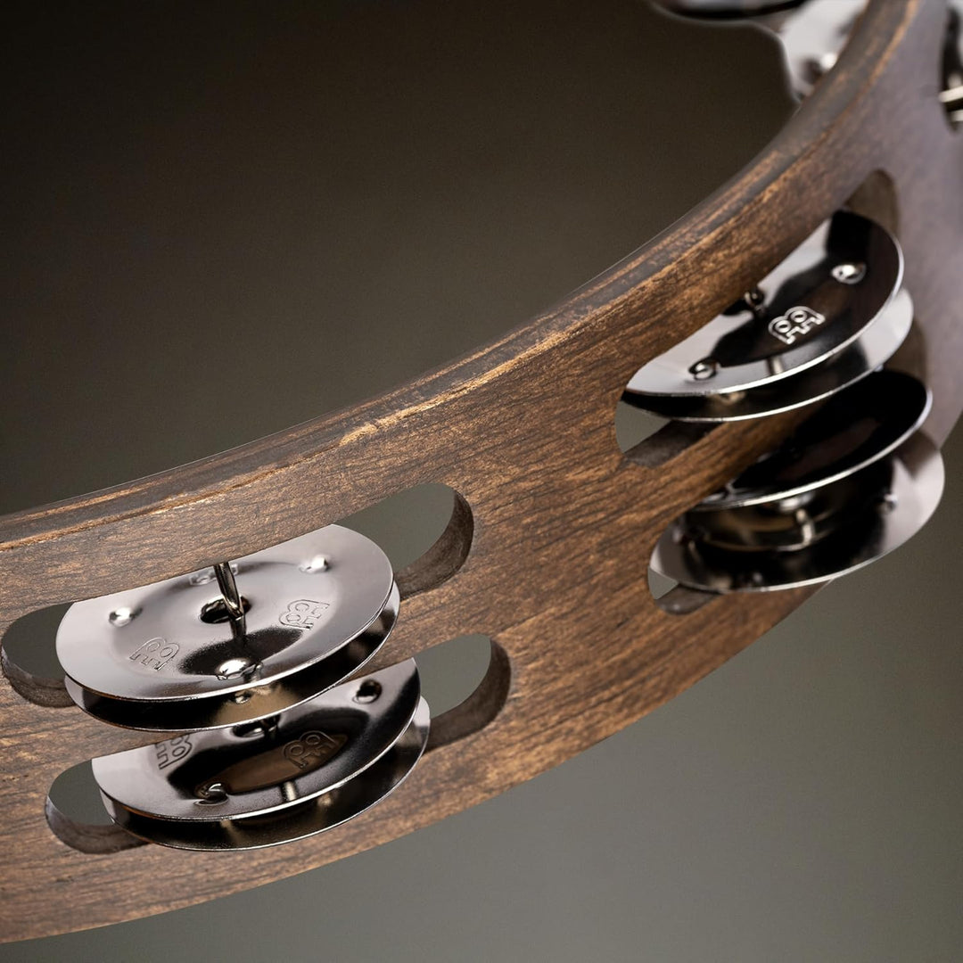 Meinl Percussion TA2WB Holz-Tambourine mit Edelstahlschellen (2-reihig, 25,4 cm (10 Zoll) Durchmesse