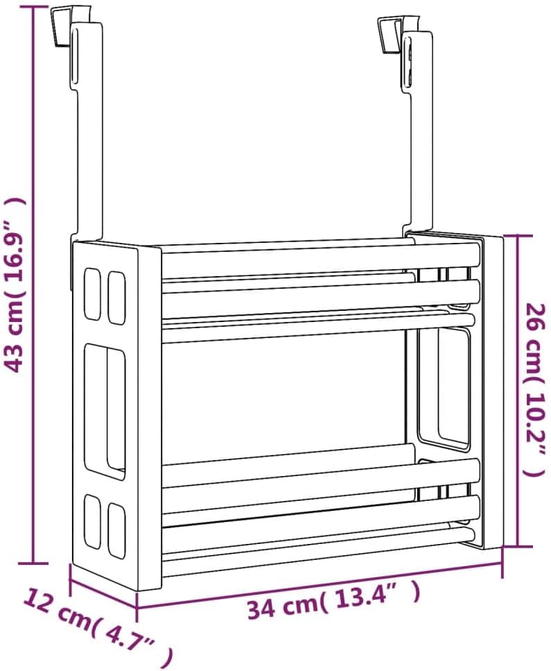 Unterschrank-Organizer Aluminium 34x12x26 cm mit 2 Ablagen, platzsparend für Küche und Speisekammer,
