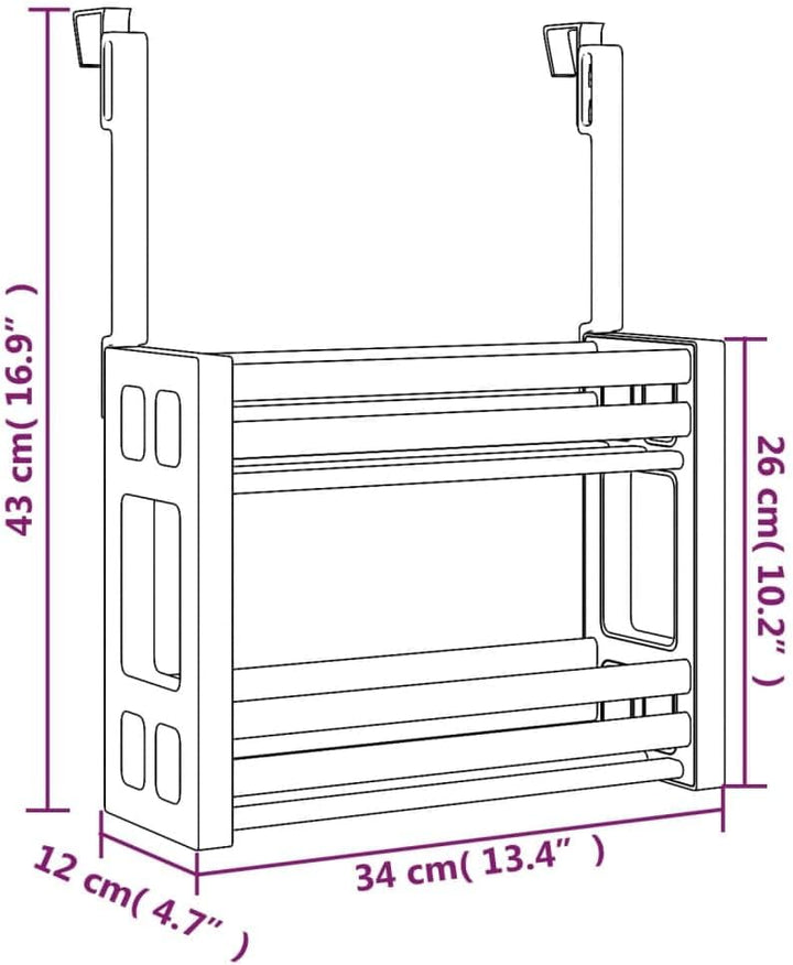 Unterschrank-Organizer Aluminium 34x12x26 cm mit 2 Ablagen, platzsparend für Küche und Speisekammer,