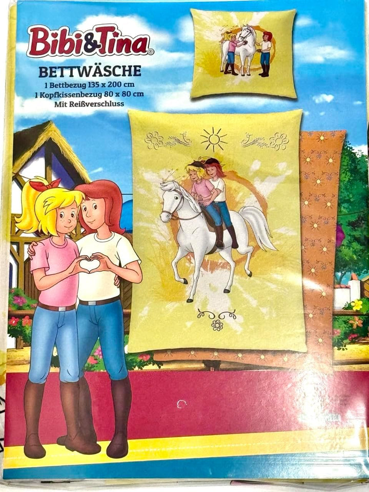 Tex idea Bettwäsche Glatt Bibi und Tina Blocksberg 135 x 200 Reissverschluss Geschenk Neu - All-In-O