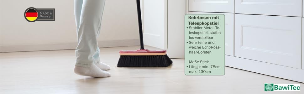 Echt- Rosshaarbesen Zimmerbesen 30cm mit Stiel Teleskopstiel Haushaltsbesen weich Rosshaar-Besen Keh