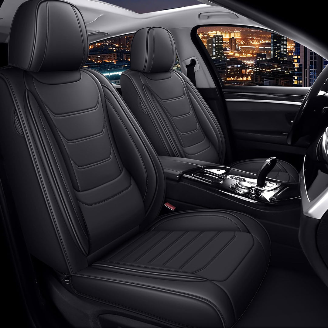 AutoSitzbezüge Leder für Honda HRV 2001-2026, Schwarz | Nappa Leder Auto Sitzbezug 5 Stück, Wasserdi