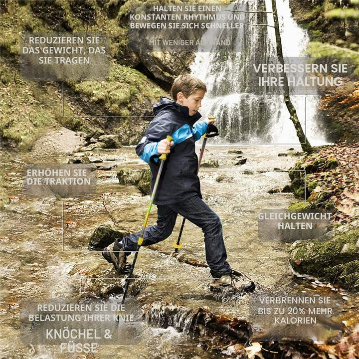 FitTrek Wanderstöcke Kinder - Trekkingstöcke - Walking Stöcke Teleskop - Nordic Walking Stock Verste