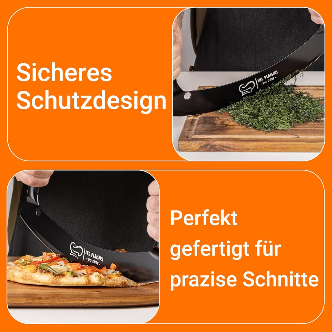 Extra scharfer Pizza Schneider/Pizzaschneider mit Antihaft-Beschichtung – Wiegemesser 30,5 cm mit Do