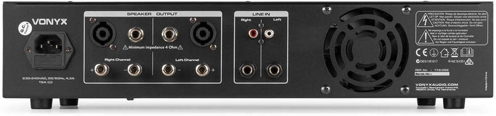 Vonyx VPA1000 PA Verstärker Endstufe 1000 Watt Leistungsverstärker 2 x 500 W mit Bluetooth, MP3-Play