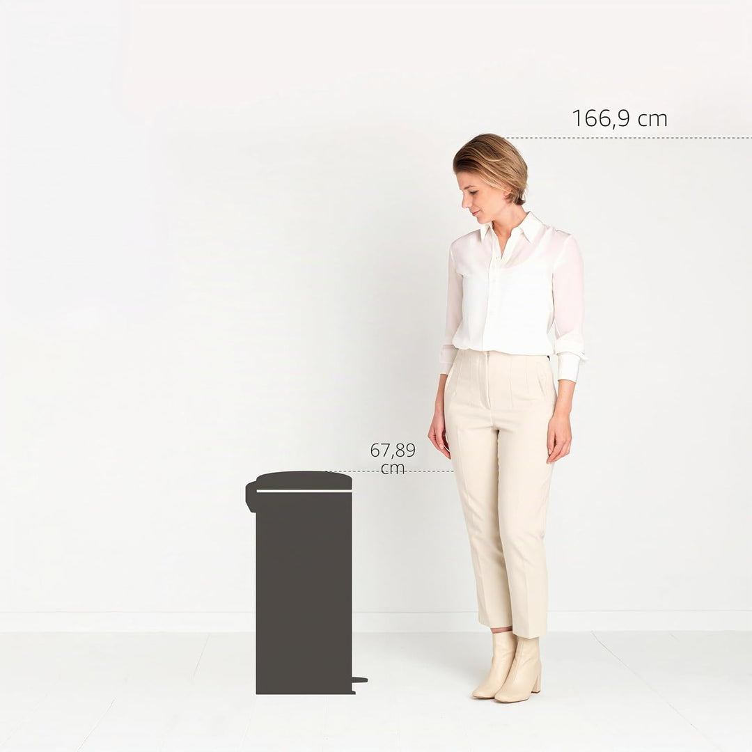 Brabantia 114540 Treteimer mit Inneneimer aus Kunststoff,stahl,Matt Schwarz,30 Liter Matt Schwarz 30