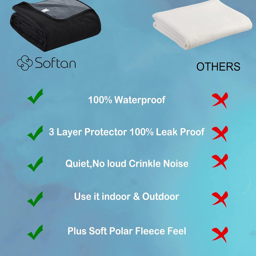 Softan wasserdichte Decke mit 3-Schichten-Schutzfilmen,100% Leckdichte Decke für Baby Erwachsene Hau
