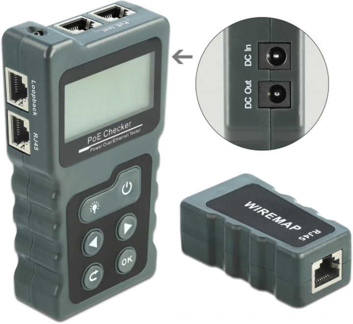 Delock LCD Kabeltester RJ45 / PoE/DC