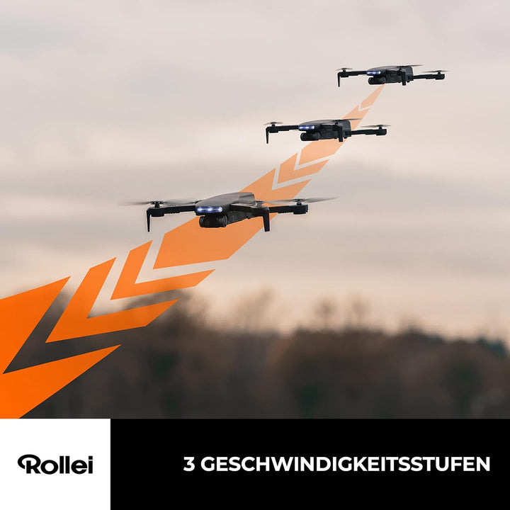 Rollei Fly 80 Combo Drohne, WiFi-Live-Bild Übertragung, 6-Achsen Gyroskop, Full-HD-Kamera, lange Flu
