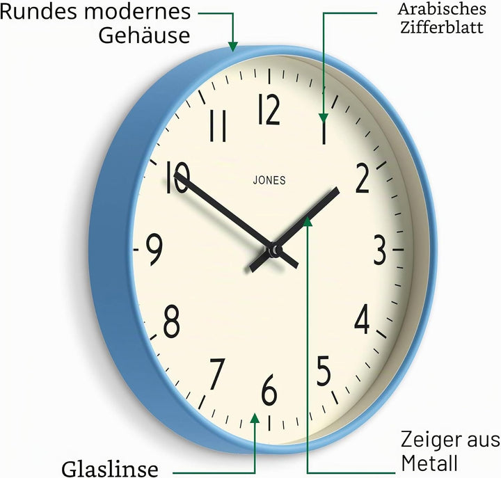 JONES CLOCKS® Studio Runde Wanduhr – Runde Uhr – Moderne Uhr – Designer Wand Uhren – Küchenuhr – Woh