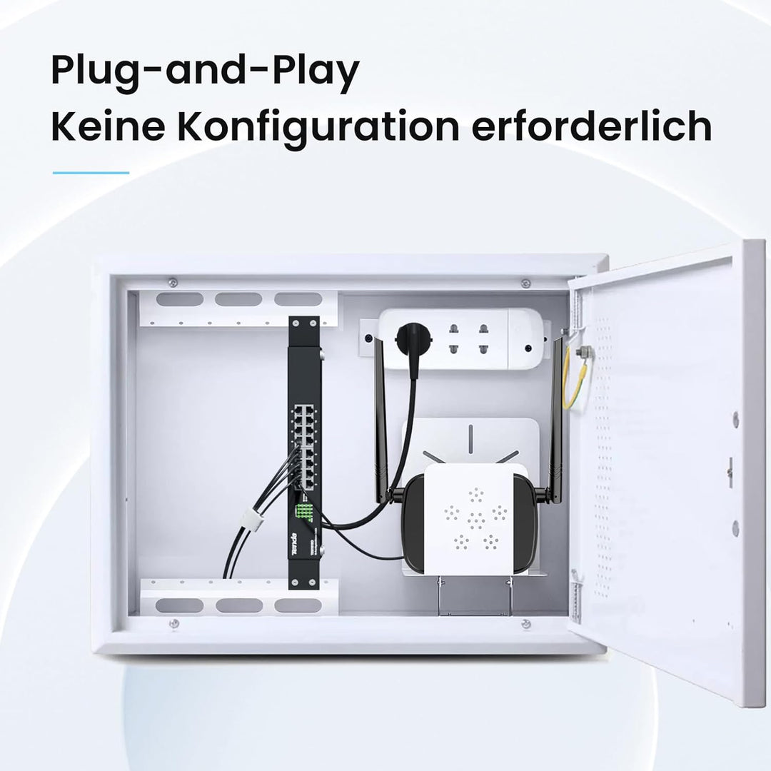 Tenda TEG1016D Gigabit Switch 16 Port 19 Zoll Rackeinbau Netzwerk Switch (Plug-und-Play, 32Gbit/s Sw