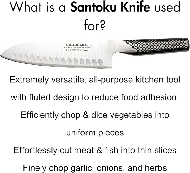 Global Knives G-80 Santokumesser mit 18 cm Klinge, CROMOVA 18