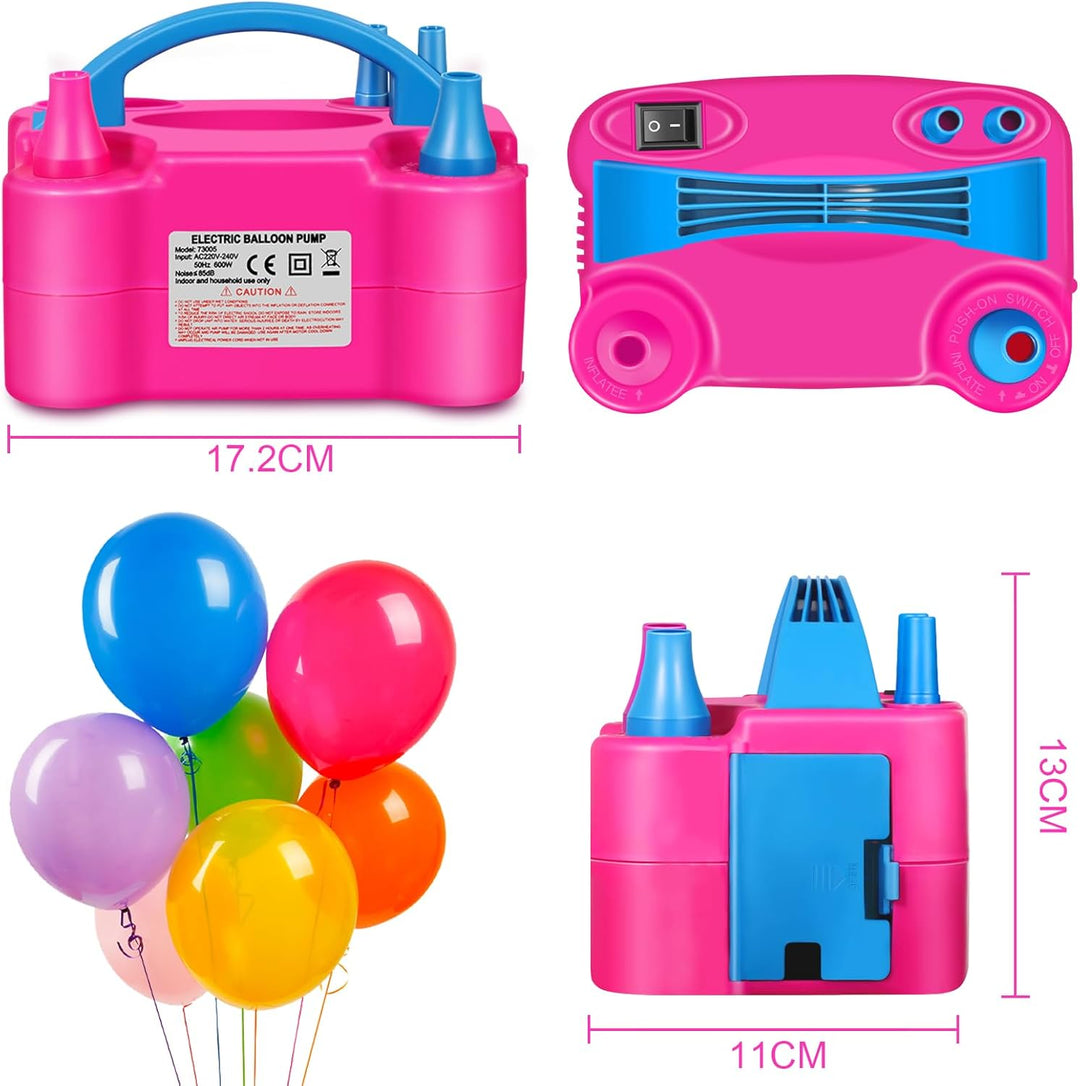 HELESIN Luftballonpumpe Elektrisch, 600W Ballonpumpe Elektrisch, Tragbar Balloon Pump mit 2 Inflatio