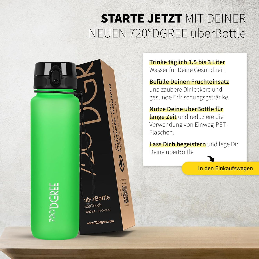 720°DGREE Trinkflasche “uberBottle“ +Sieb - 350ml, 500ml, 650ml, 1000ml, 1,5l, 2l - BPA-Frei - Wasse