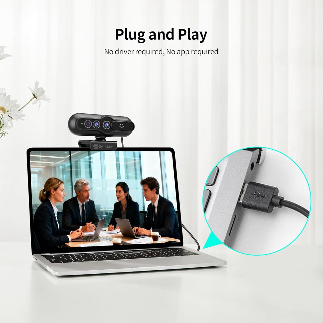 2K Windows Hello Webcam mit Mikrofon, 5MP Webcam USB Plug and Play, Geräuschreduzierendes Mikrofon,