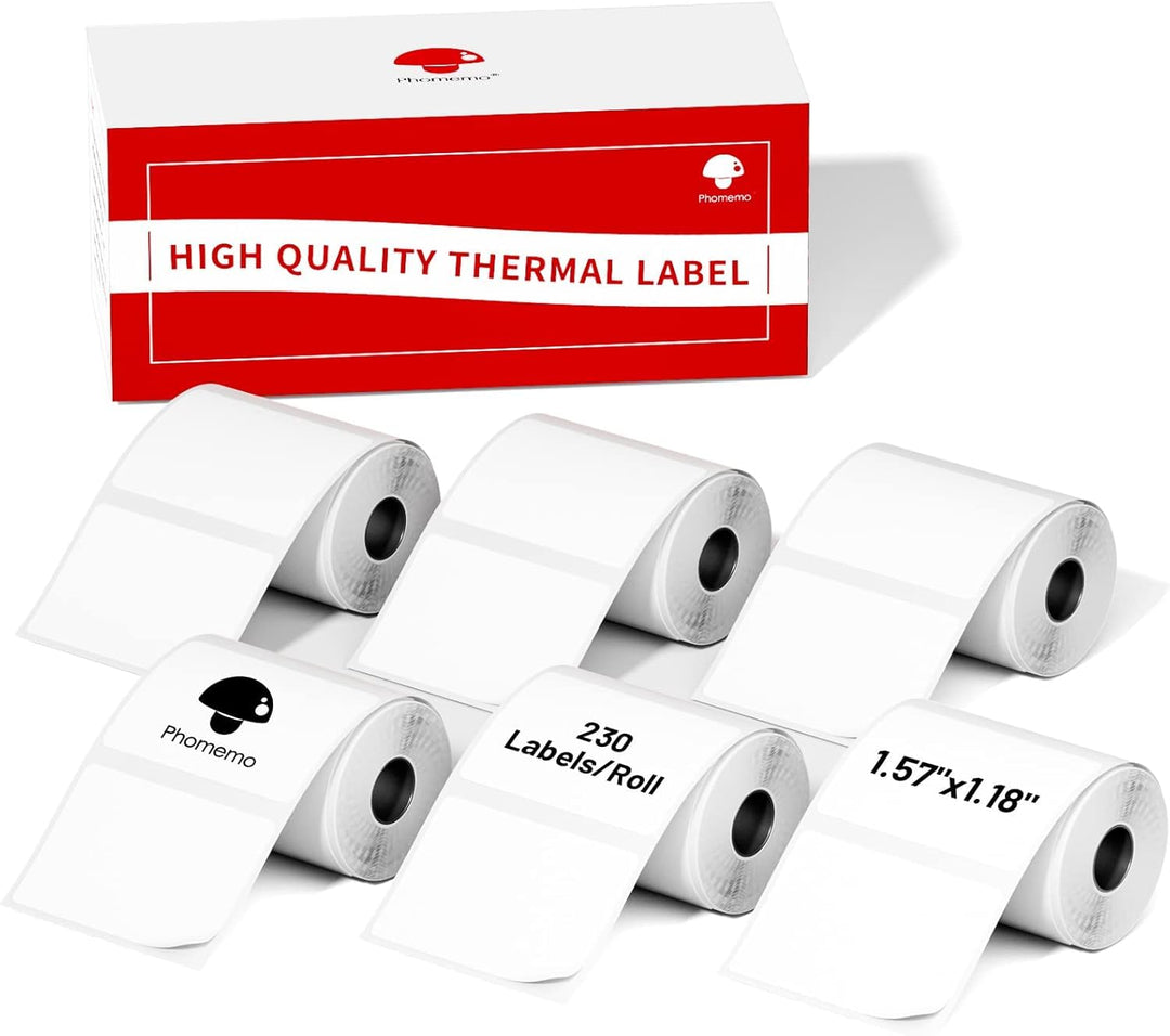 Phomemo 6 Rollen M110 Etikett, 6 Rollen M110/M110S/M120/M200/M220/M221 Thermopapier – 1,57" x 1,18"