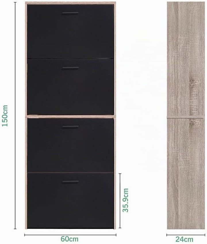 CASABEL Schuhschrank für 24 Paar – grosse Kapazität für den Eingangsbereich – L 60 x T 24 x H 150 cm