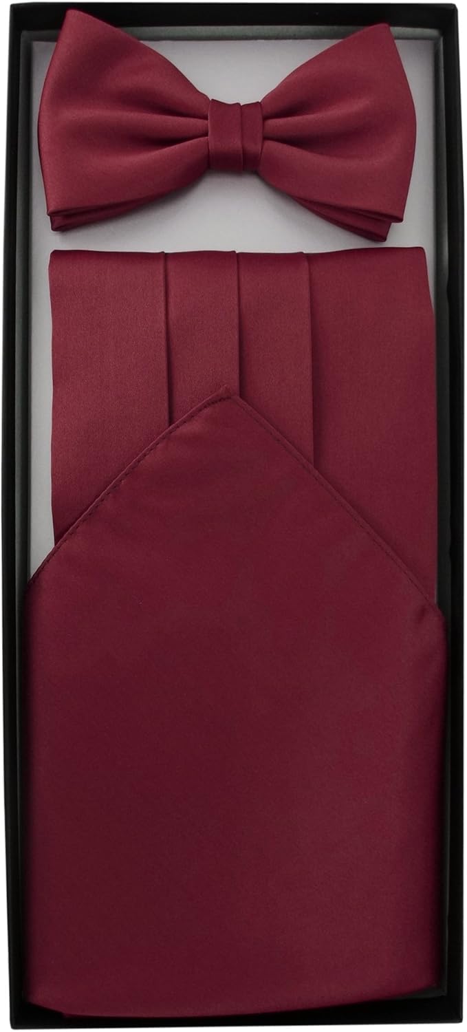 TigerTie Kummerbund Einstecktuch Satin Fliege in einfarbig Uni - Schärpe Leibbinde Bordeaux, Bordeau