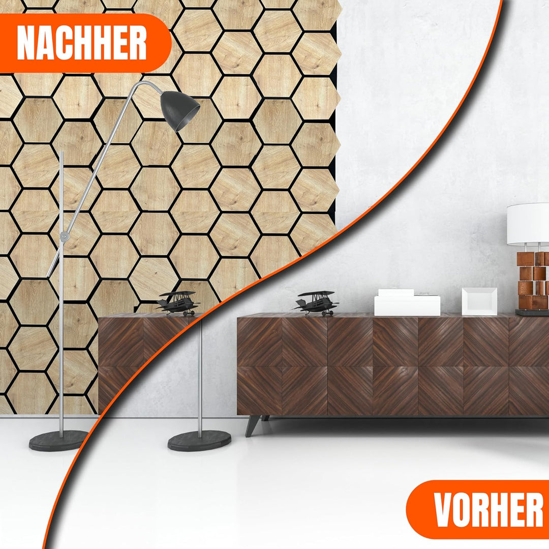 AS Country Stone® Akustikpaneele Holz | 4x Stück - 80cm x 65cm | echtes Holz | Effektive Schalldämmu