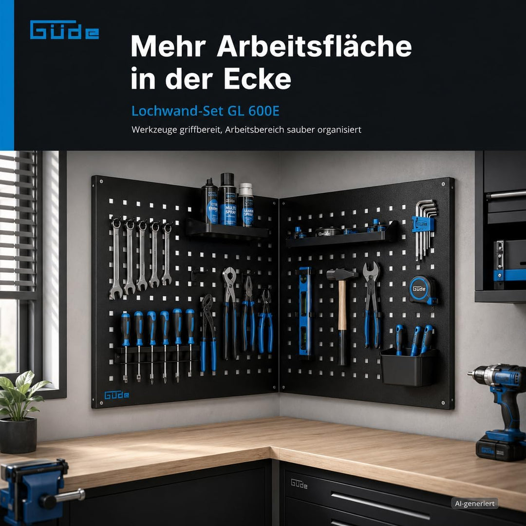 Güde Lochwand-Set GL 600E - 2 Module, pulverbeschichtetes Stahlblech | Ergänzung zur Güde Eco Line,