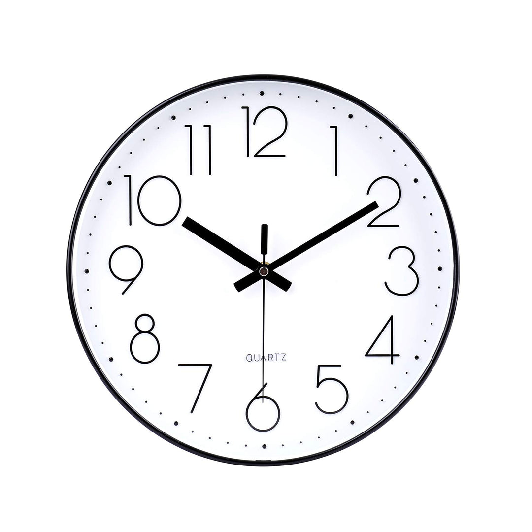 jomparis Wanduhr ohne Ticken Analoge 30cm Rund Wanduhr Dekor für Wohnzimmer, Zimmer, Büro (Schwarz)