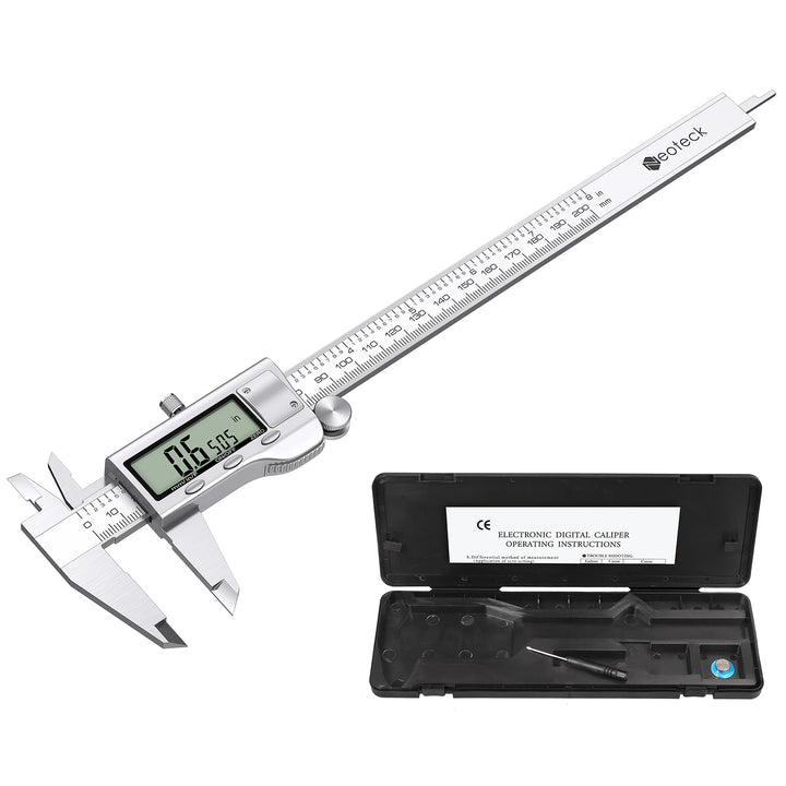 Neoteck Digital Messschieber 200 mm/8 Zoll Edelstahl elektronische Bremssättel Fraktionen/Zoll/metri
