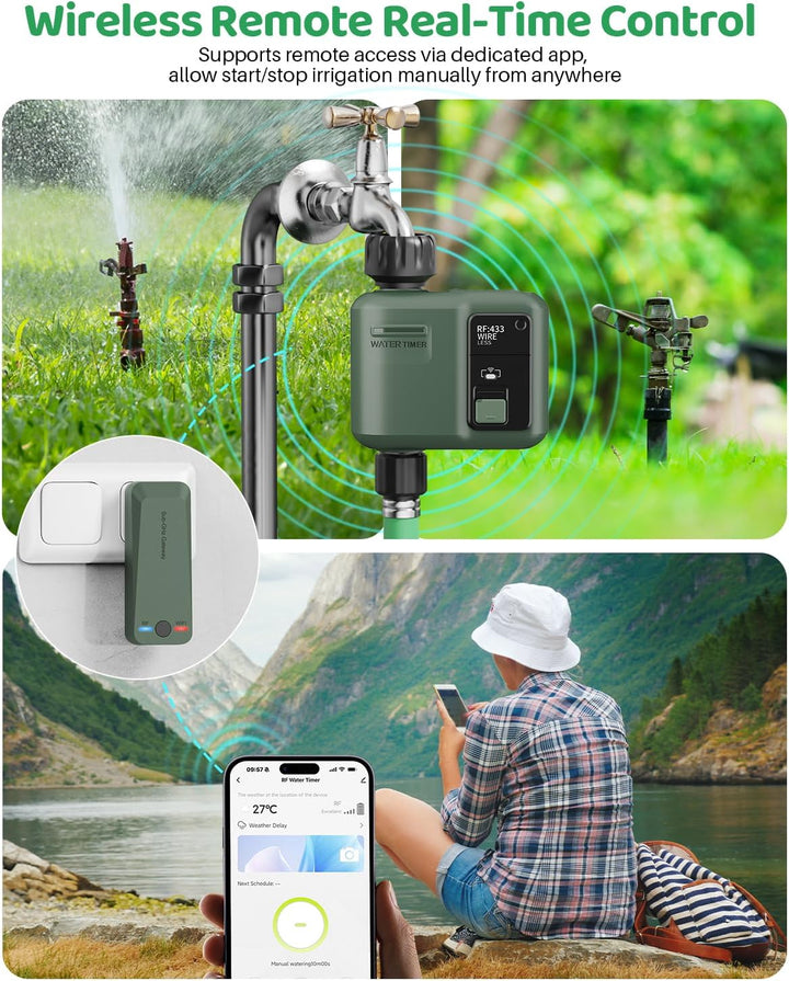 Smart Bewässerungscomputer WLAN mit 1 Zonen Ausgängen, 5 Programme Bewässerungssystem mit Regenverzö