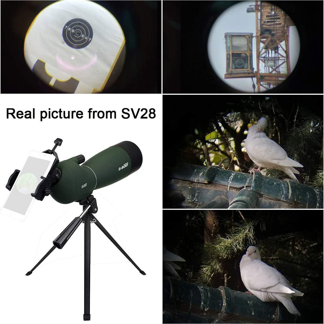 SVBONY SV28 Spektiv mit Stativ, abgewinkelt, 25–75 x 70 mm, Spotter mit Handy-Adapter, wasserdicht,