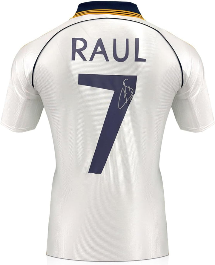 Von Raul signiertes Real Madrid-Trikot 1999–2000. Gerahmt