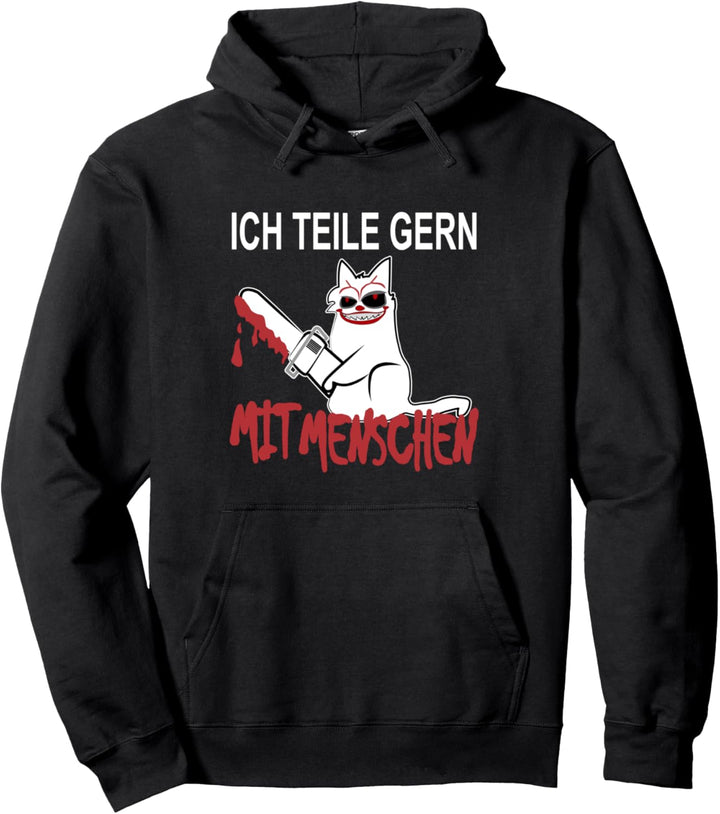 Killer Clown Katze mit Kettensäge ich hasse Menschen Pullover Hoodie