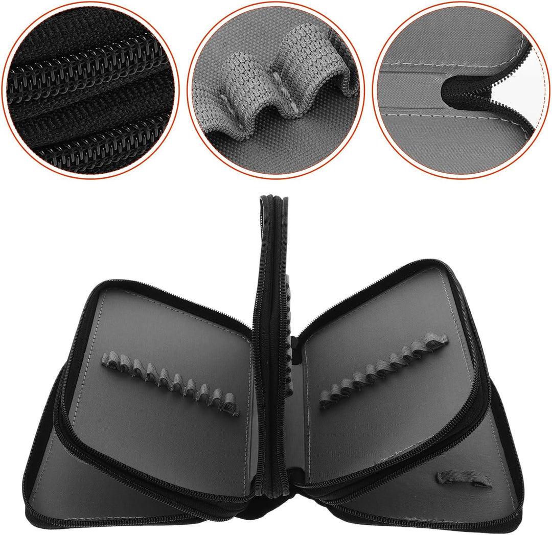 NUOLUX 72-Hole Pencil Bag Black Federmäppchen Mäppchen 4-Fach Stifte Organizer FüR Schule BüRo Und R