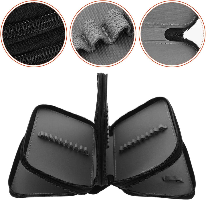 NUOLUX 72-Hole Pencil Bag Black Federmäppchen Mäppchen 4-Fach Stifte Organizer FüR Schule BüRo Und R