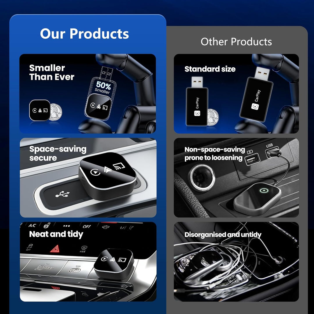 auvstar 2026 Upgraded, Mirror Link, 3 in 1 CarPlay & Android Auto Wireless Adapter für iOS 11+/Andro