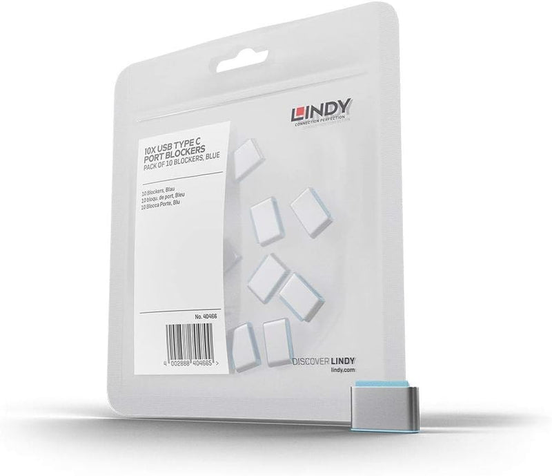 LINDY 40466 USB Typ C Port Schloss, blau, 10 Stück 10er-Pack blau, 10er-Pack blau