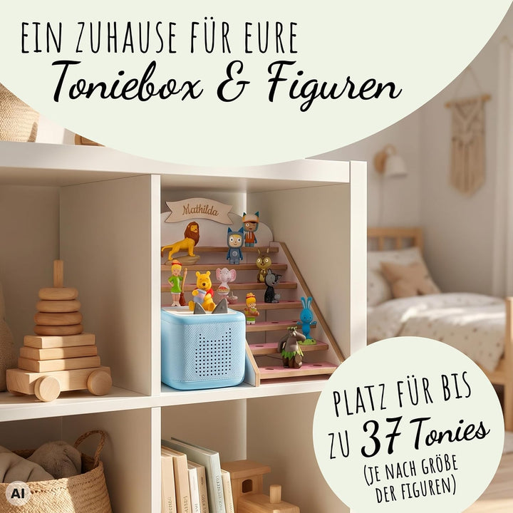Tonie Regal für IKEA KALLAX mit Toniebox-Platz – magnetisches Tonieregal für ca. 50 Toniefiguren Fla