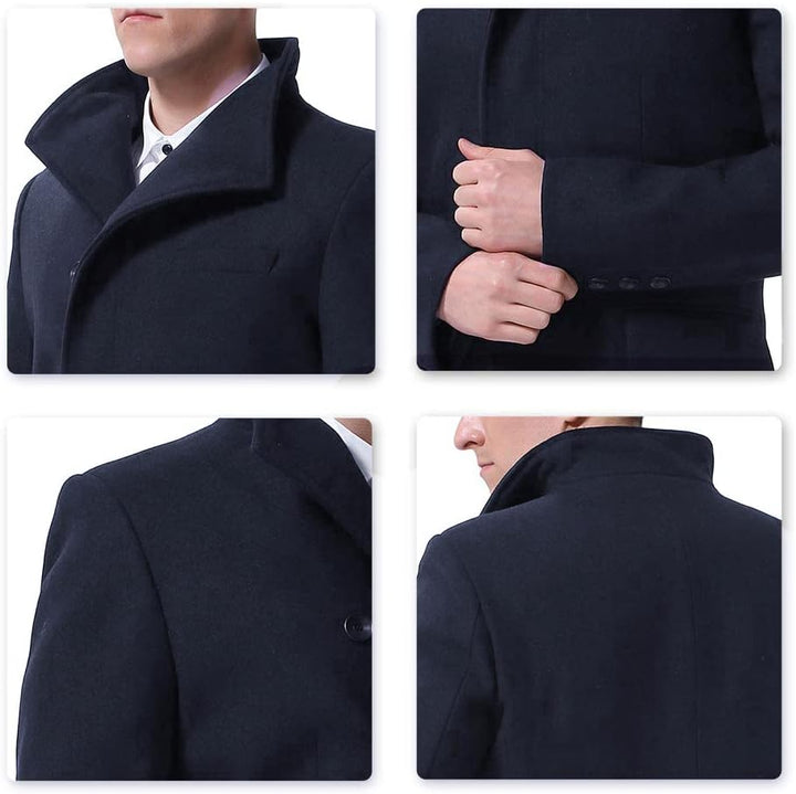 Allthemen Wintermantel Mantel Herren Lang Slim Fit Herrenmantel Winter Schwarz Business Mantel Herre