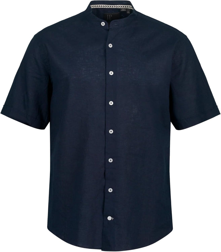 JP 1880 Herren grosse Grössen Übergrössen Menswear L-8XL Hemd, Halbarm, Leinenmix, Stehkragen, Moder