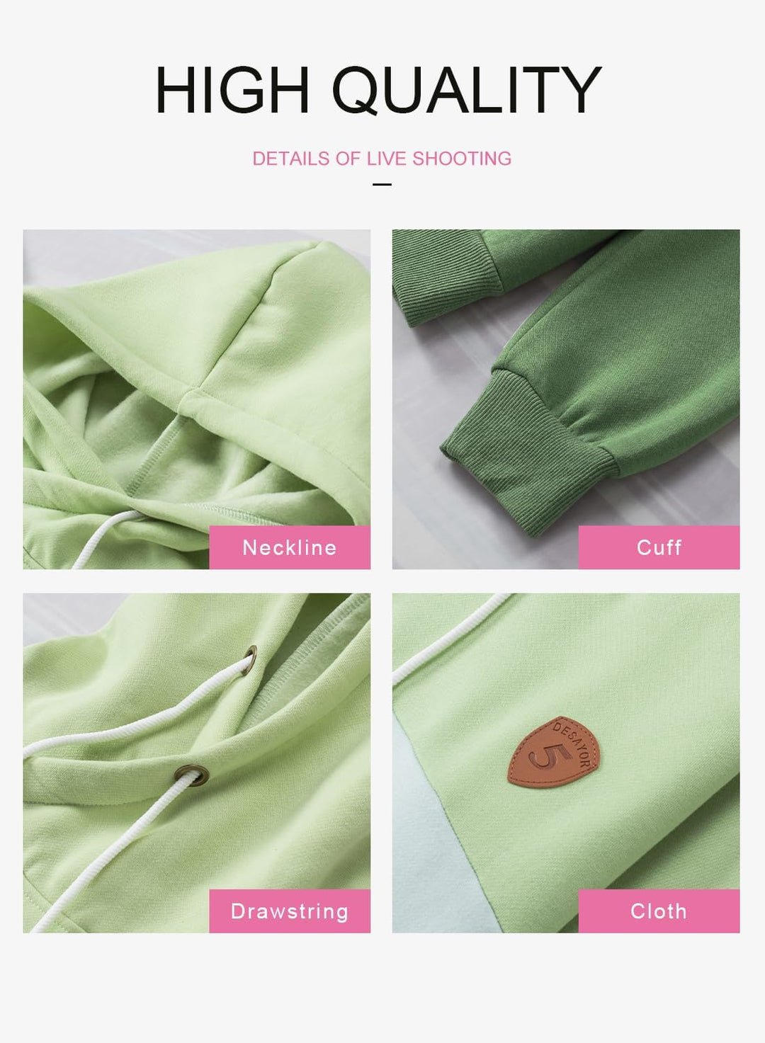 Dokotoo Damen Kapuzenpullover Stehkragen Hoodie Pullover Farbblock Sweatshirt Langarmshirt Oberteile