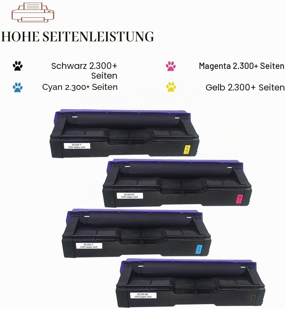 ASEKER Kompatibler Tonerkartusche für Ricoh SP C250 C250DN C250E C250SF C250SFw C261SFN C261SFNW C26