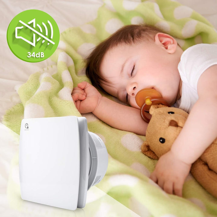 Jopassy Badlüfter 100 mm Abluftventilator mit Rückschlagventil, Badlüfter mit Feuchtigkeitssensor, W