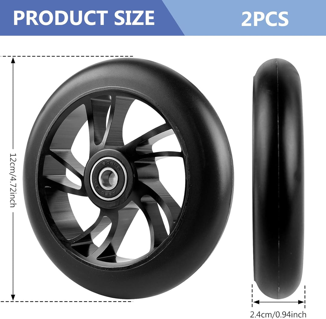 Stunt Scooter Rollen 120 mm, 2 Stück Ersatzräder Mit ABEC 9 Lager, Aluminium Speichenkern für Extrem