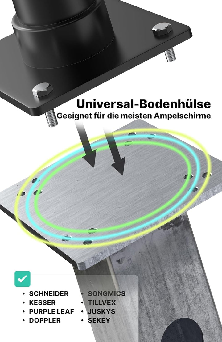 4smile Bodenhülse Sonnenschirm - Solide Bodenhülse zum Einbetonieren, zuverlässiger Bodenanker für A