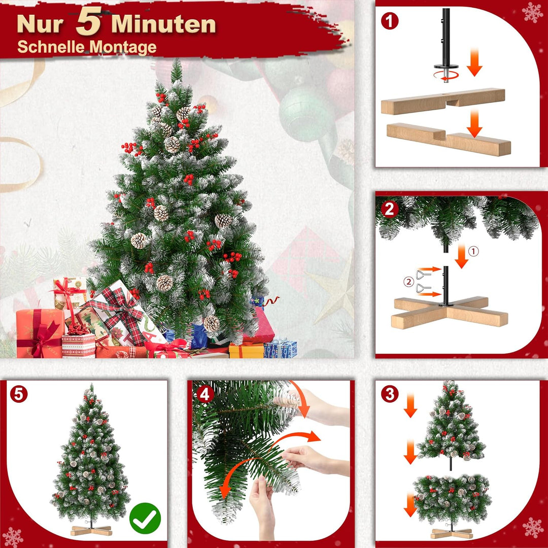 VA-Cerulean Weihnachtsbaum Künstlicher,schwer entflammbar,Schnellaufbau,Weihnachtsdeko,Unechter Tann
