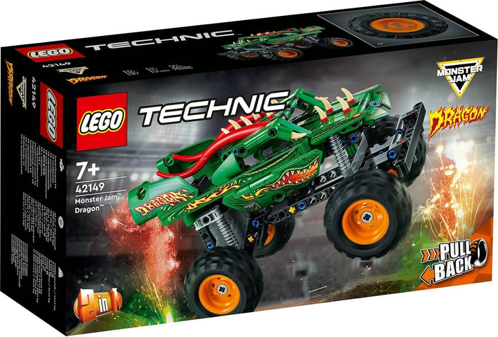 Lego Technic 4er Set: 42118 Monster Jam Grave Digger, 42149 Monster Jam Dragon, 42150 Monster Jam Mo