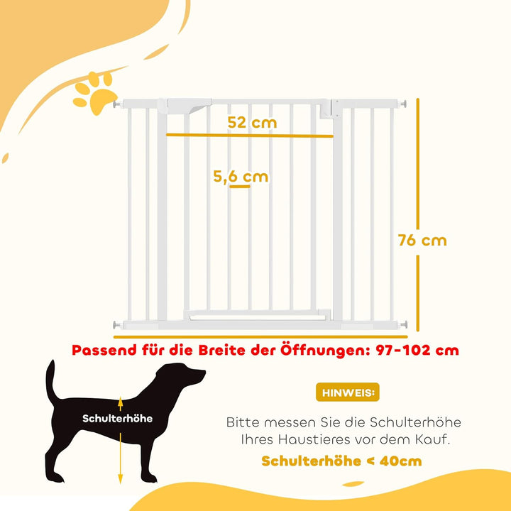 PawHut Treppenschutzgitter Absperrgitter Hund Schutzgitter ohne Bohren 76-103 x 76 cm Türschutzgitte