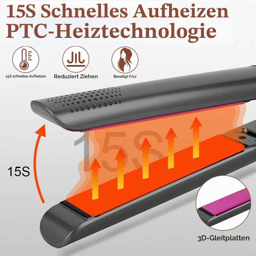 LOPHE Glätteisen, 2 in 1 Haarglätter Locken und Glätten, Glatteiseisen Hair Straightener, Anti-Frizz