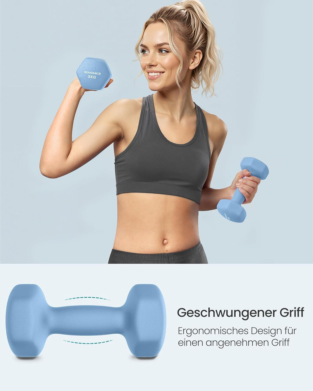 SONGMICS 2 Stück Hexagon Hanteln mit Neoprenbeschichtung für Krafttraining, Fitness, Zuhause 2 x 3 k