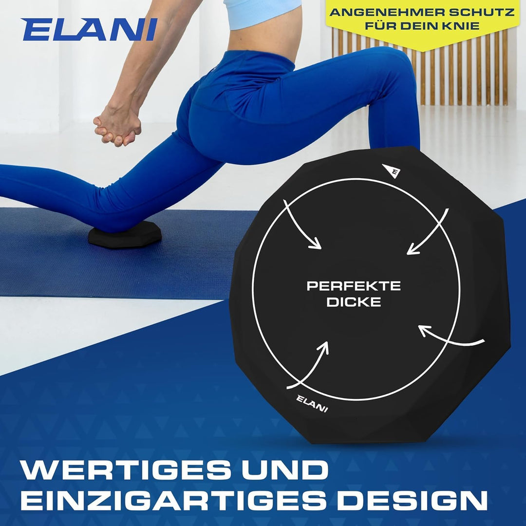 ELANI - Yoga Kniekissen (2er Pack) - Extra dick & bequem mit Anti Rutsch Oberfläche - perfekt für un
